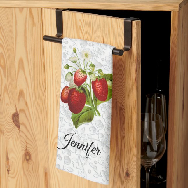 Strawberry Lace  Tea Towel (Thirds Fold)