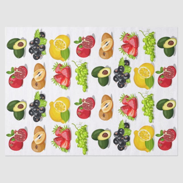 Strawberry Lemon Avocado Grapes Fruits Decoupage Tissue Paper (Front)