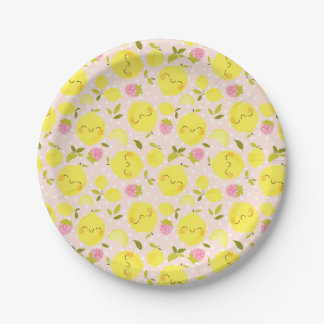 Strawberry Lemon Pink Paper Plate