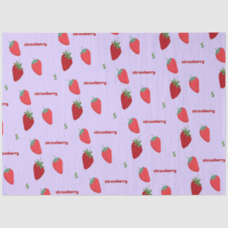 Strawberry Letter S on Purple | Alphabet pattern Tissue Paper