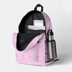 Strawberry light pink printed backpack