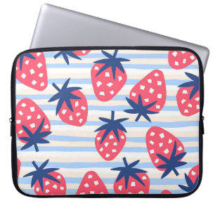 Strawberry Line Art: Sweet Seamless Pattern Laptop Sleeve