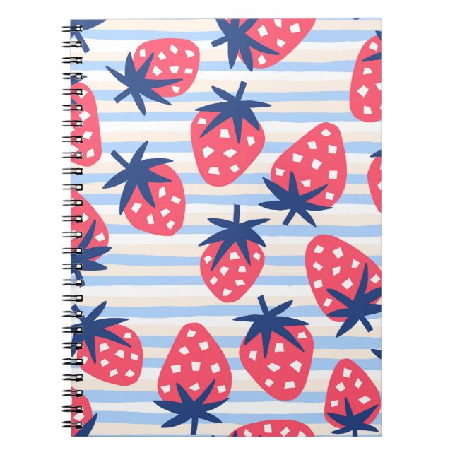 Strawberry Line Art: Sweet Seamless Pattern Notebook (Front)