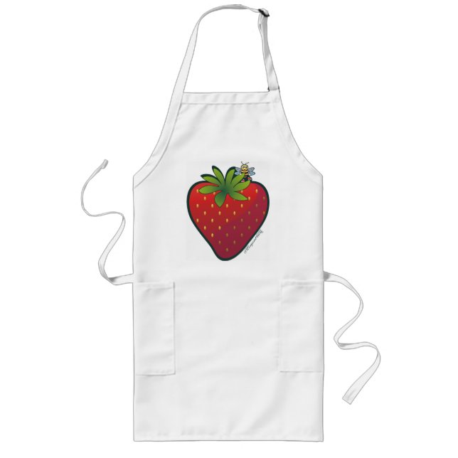 Strawberry Long Apron White (Front)