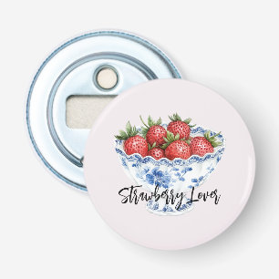 Strawberry Love White Blue Bowl Bottle Opener