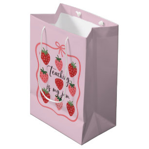 Strawberry Lover Teacher Teaching is My Jam Medium Gift Bag