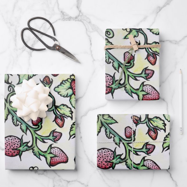 Strawberry Lover Wrapping Paper Sheet (Front)
