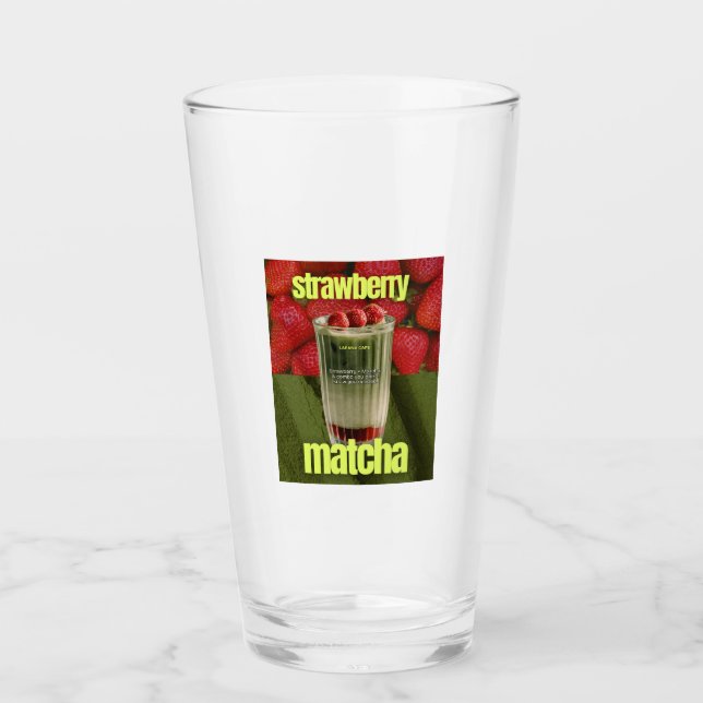 Strawberry Matcha Latte Poster – Trendy Cafe Drink Glass (Front)