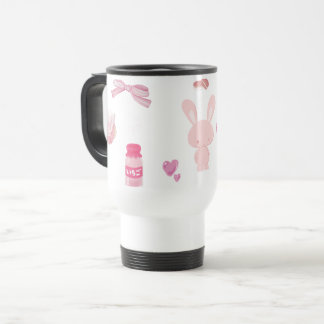 Strawberry Milk Bunny Cute Pastel Pink Travel Mug