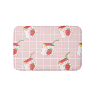 Strawberry Milk Cartoons: Playful Patterns Bath Mat