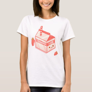 Strawberry milk cute face T-Shirt