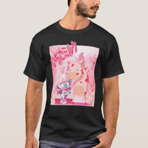 Strawberry Milk Dabbing Cow Cute T-Shirt