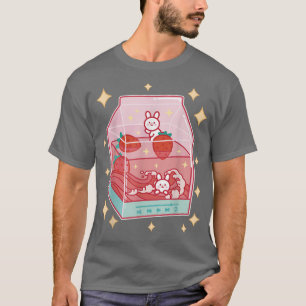Strawberry Milk Drink Kawaii Manga Anime Japan Gra T-Shirt