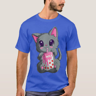 Strawberry Milk For Women Girls, Kawaii Anime Cat T-Shirt