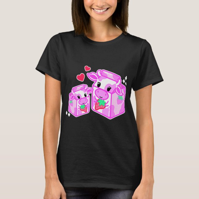 Strawberry Milk Kawaii Strawberry Cow T-Shirt (Front)