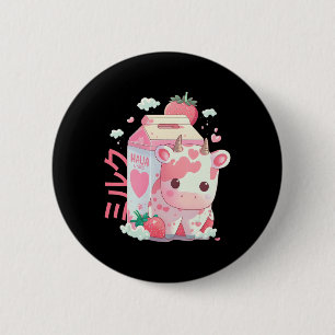 Strawberry Milk Milkshake Cow Carton Cute Kawaii J 6 Cm Round Badge