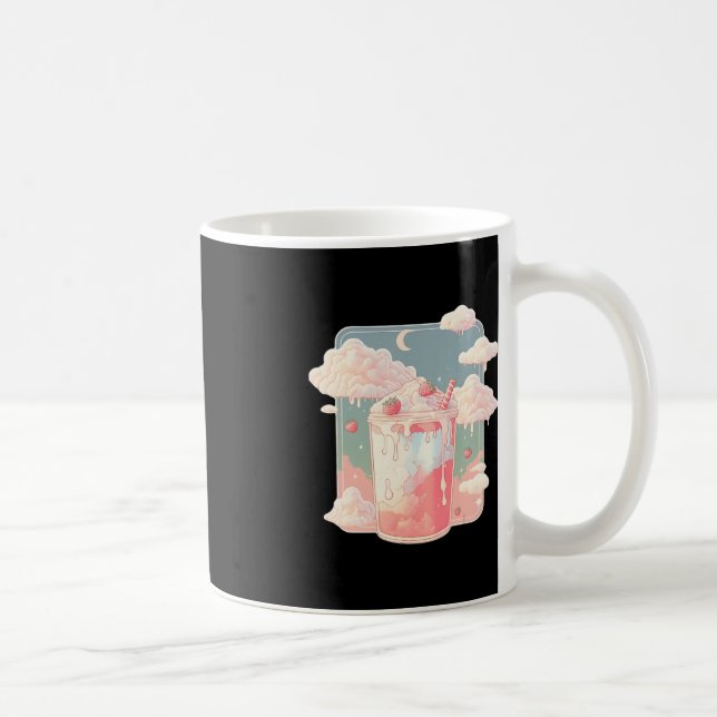 Strawberry Milk Milkshake Kawaii Lofi Cute Pastel  Coffee Mug (Right)