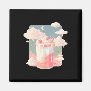 Strawberry Milk Milkshake Kawaii Lofi Cute Pastel Magnet