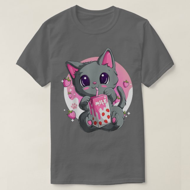 Strawberry Milk Shirt For Women Girls, Kawaii Anim (Design Front)