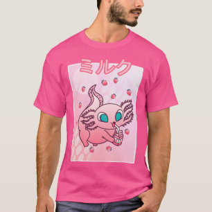 Strawberry Milkshake Axolotl Japanese Kawaii Otak T-Shirt