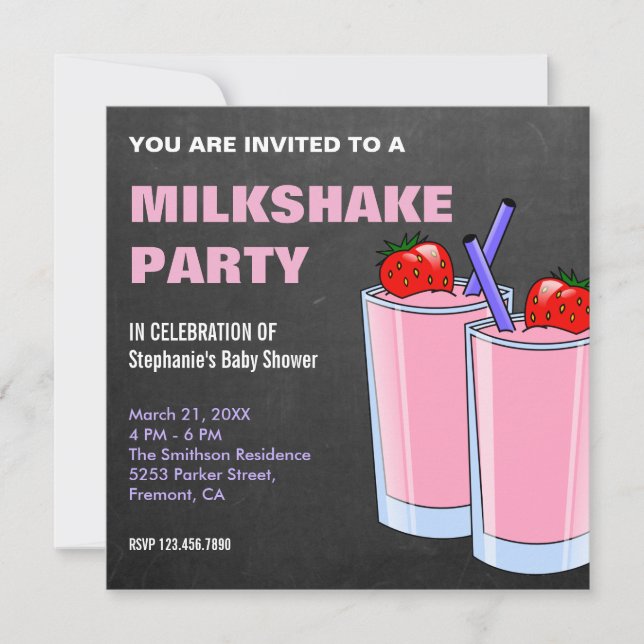 Strawberry Milkshake Baby Shower Invitation (Front)