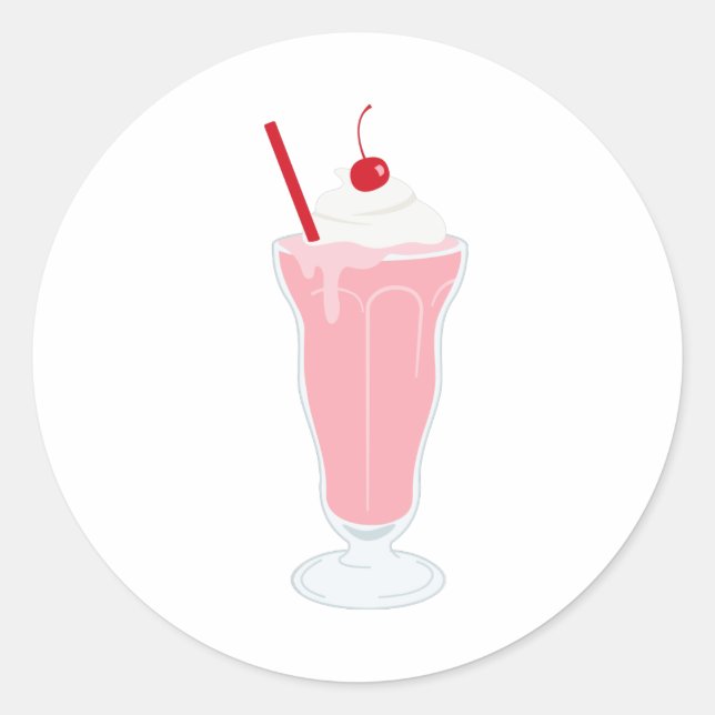 Strawberry Milkshake Classic Round Sticker (Front)