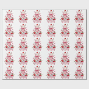 Strawberry Milkshake Cute Pink Dessert Sweet Treat Wrapping Paper