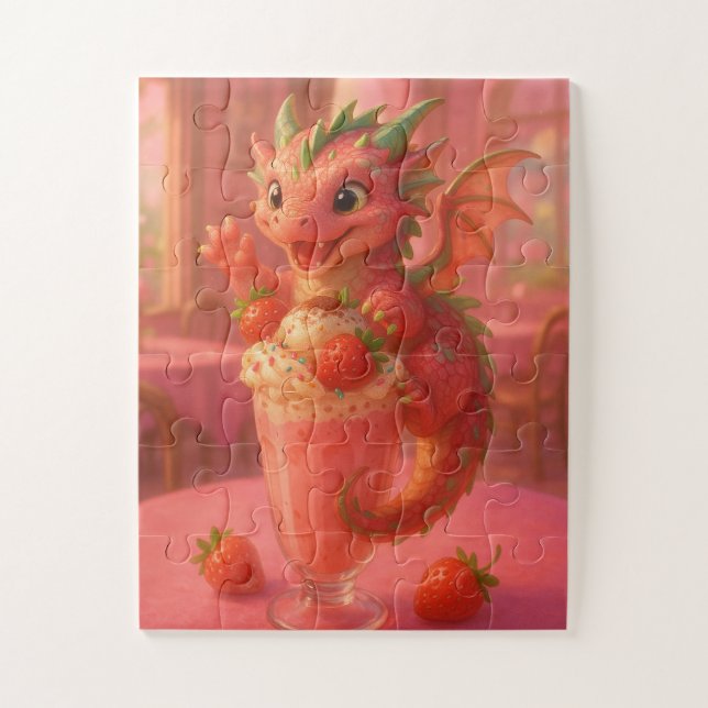 Strawberry milkshake dragon jigsaw puzzle (Vertical)