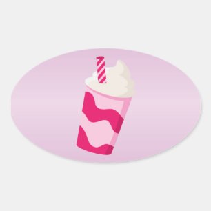 Strawberry Milkshake Oval Sticker
