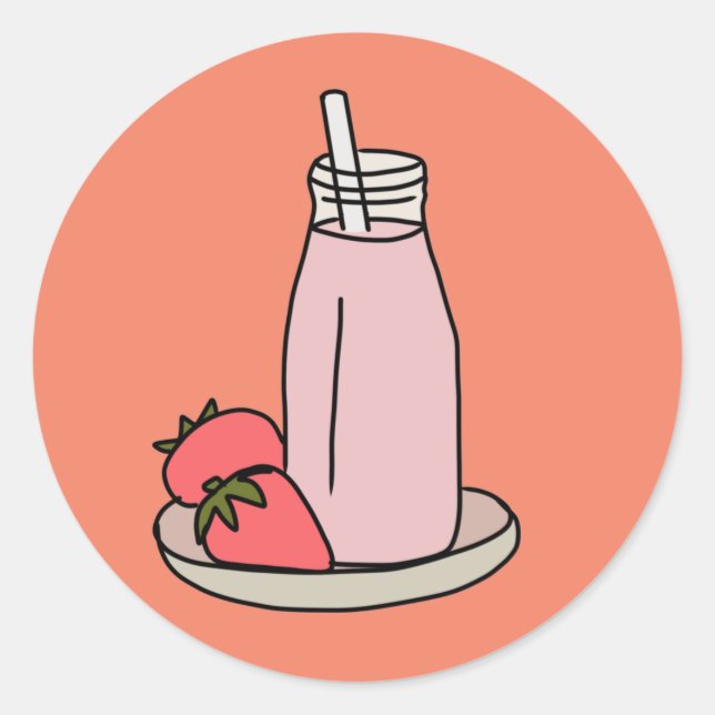 Strawberry Milkshake retro pink Classic Round Sticker (Front)