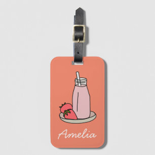 Strawberry Milkshake retro pink Luggage Tag
