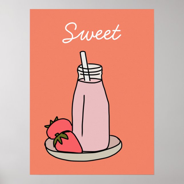 Strawberry Milkshake retro pink Poster (Front)