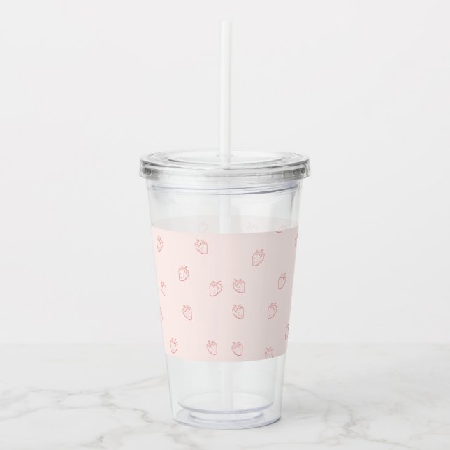 Strawberry Minimalism Acrylic Tumbler (Front)