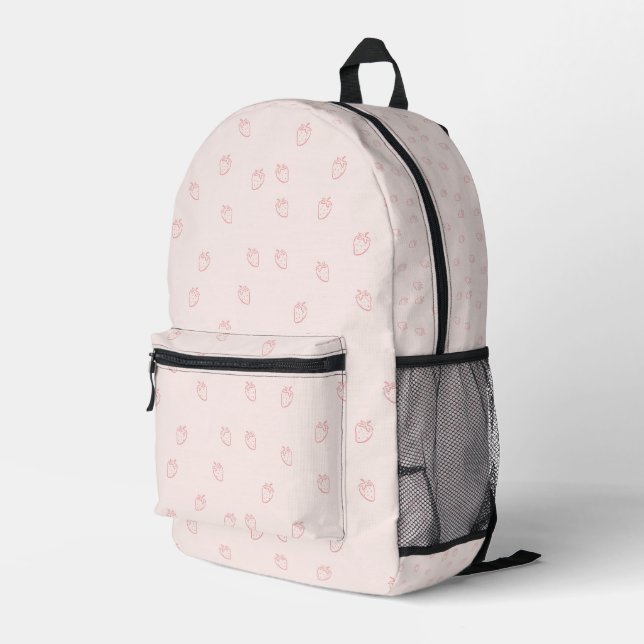  Strawberry Minimalism Printed Backpack (Back Corner Right)