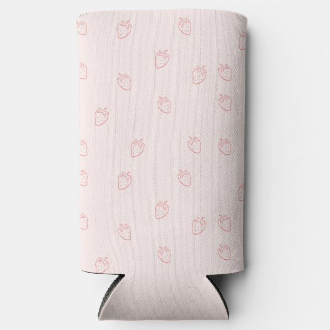 Strawberry Minimalism Seltzer Can Cooler (Front)