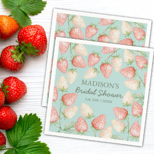 Strawberry Mint Green Garden Bridal Shower Napkin