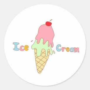 Strawberry Mint Ice Cream Cone Classic Round Sticker