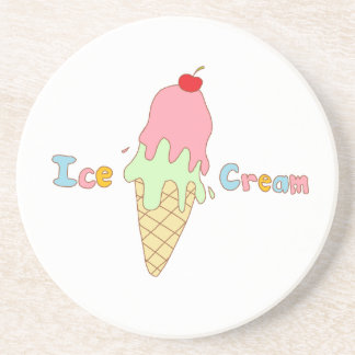Strawberry Mint Ice Cream Cone Coaster