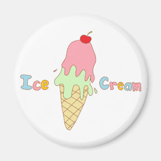 Strawberry Mint Ice Cream Cone Magnet