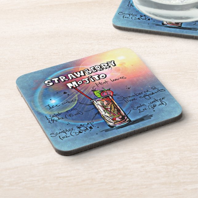 Strawberry Mojito (#11 of 12 Drink Recipe Sets)    Coaster (Left Side)