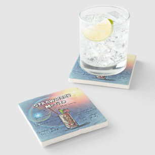 Strawberry Mojito (#11 of 12 Drink Recipe Sets) Stone Coaster