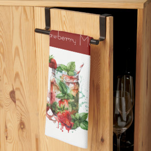Strawberry Mojito Red and White  Tea Towel