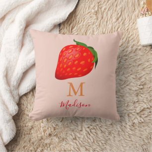 Strawberry   Monogram Initial Cushion