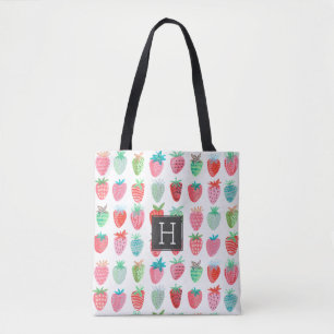 Strawberry Monogram Pattern Tote bag