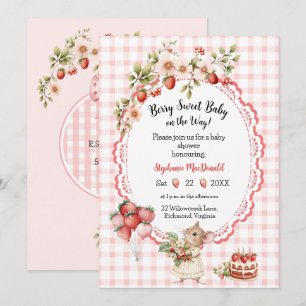 Strawberry Mouse Baby Shower Invitation