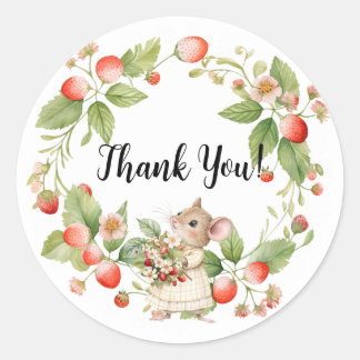 Strawberry Mouse Baby Shower-Thank You Card Classic Round Sticker