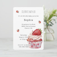 Strawberry Muffin Cake Ladybugs Birthday