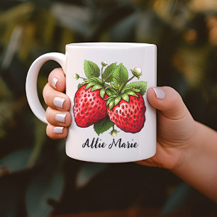 Strawberry Mug, Custom Birthday Gift for Her Coffee Mug
