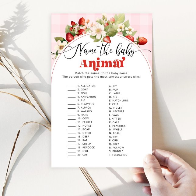 Strawberry Name the baby animal baby shower game (Creator Uploaded)