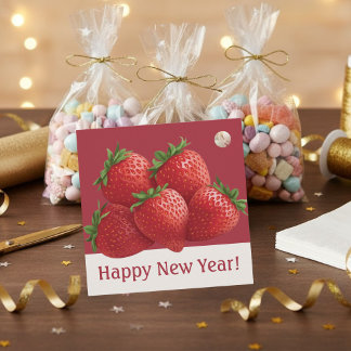 Strawberry New Year's Eve Trendy Favour Tags